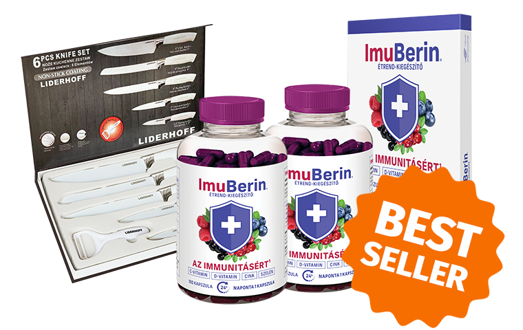 Natural Pharmaceuticals Imuberin® Két nagy csomag Imuberin®, egy kis csomag ingyen és konyhakések ajándékba.